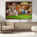 Dogs Playing Pool Canvas Wall Art Funny Gifts Dog Print