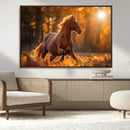 Running Horse Sunset Forest Wall Art Canvas Print