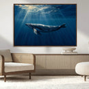 Whale under Ocean Wall Art Canvas Print