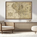 Vintage Middle Earth Map Wall Art Canvas – Lord of the Rings