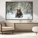 Grizzly Bear Wall Art – Framed Snowy Forest Canvas Artwork, by MyGreatCanvas | Canvas Wall Art Prints | Photo Prints & Wall Decor