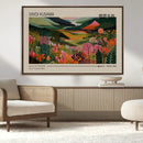 Yayoi Kusama Landscape Canvas Print, Vibrant Floral Mountain