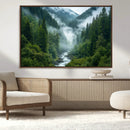 Mountain Forest River Canvas Wall Art Print - Serene Nature