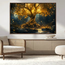 Golden Tree of Life Canvas Wall Art Print - Majestic Glowing