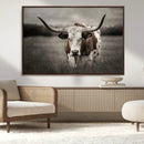 Texas Longhorn Cow Canvas Wall Art Print - Large Rustic