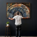 Framed Tree Ring Wall Art - Abstract Colorful Tree Ring Wall