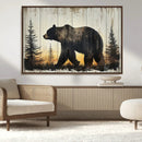 Vintage Bear Wall Art Canvas Print for Farmhouse - Mountain