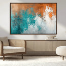 Vintage Abstract Print - Bold Teal and Orange Canvas Wall