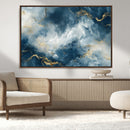 Large Abstract Print - Luxe Blue and Gold Abstract Canvas