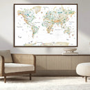 Animal World Map for Kids Room Decor