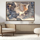 Abstract Blue and Gold Wall Art - Fluid Ink Artwork - Modern