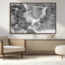 Black White Abstract Canvas Wall Art - Fluid Ink Artwork -