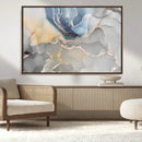 Large Abstract Blue and Gold Canvas Wall Art | Fluid Ink