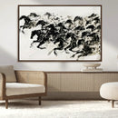 Abstract Horse Wall Art Canvas Print - Dynamic Black Ink