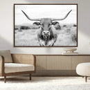 Highland Cow Wall Art Canvas Print – Black and White Western