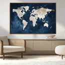 Vintage World Map Canvas Wall Art - Framed Map Print for