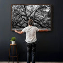 Black and White Old Angel Oak Tree Wall Art Canvas Print