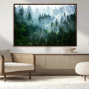 Misty Forest Wall Art Canvas Print – Framed Foggy Mountain