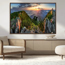 Mountain Sunset Panoramic Wall Art Canvas Print – Framed