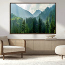 Misty Forest Mountain Wall Art Canvas Print – Framed Serene