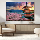 Mount Fuji Cherry Blossom Wall Art Canvas Print – Framed
