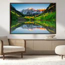 Sunrise Maroon Bells Lake Wall Art Canvas Print – Framed Elk