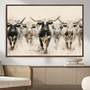 Texas Longhorn Wall Art – Framed Cattle Walking Canvas by MyGreatCanvas | Canvas Wall Art Prints | Photo Prints & Wall Decor