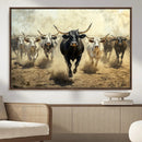 Texas Longhorn Wall Art – Framed Charging Cattle Canvas by MyGreatCanvas | Canvas Wall Art Prints | Photo Prints & Wall Decor