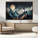 Moonlit Mountain Wall Art Canvas Print – Silhouetted Pines