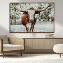 Texas Longhorn Wall Art Canvas Print – Framed Spotted Bull