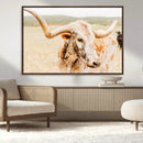Texas Longhorn Wall Art Canvas Print – Framed Spotted Cow