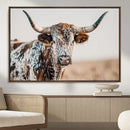 Texas Longhorn Wall Art – Framed Speckled Cow Canvas by MyGreatCanvas | Canvas Wall Art Prints | Photo Prints & Wall Decor