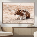 Texas Longhorn Wall Art Canvas Print – Framed Resting Bull by MyGreatCanvas | Canvas Wall Art Prints | Photo Prints & Wall Decor