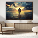 Jesus Walks Wall Art Canvas Print – Framed Divine Sunset by MyGreatCanvas | Canvas Wall Art Prints | Photo Prints & Wall Decor