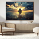 Jesus Walks Wall Art Canvas Print Framed Divine Sunset Art