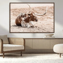 Texas Longhorn Wall Art Canvas Print – Framed Resting Bull by MyGreatCanvas | Canvas Wall Art Prints | Photo Prints & Wall Decor