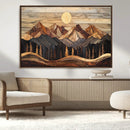 Wood Mountain Wall Art Canvas Print – Framed Boho Abstract
