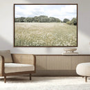 Charming Daisy Field Wall Art Canvas Print – Framed Pastel