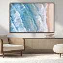Aerial Ocean View Wall Art Canvas Print – Framed Soft Blue