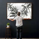 Black and White Palm Wall Art Canvas Print – Framed