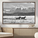 Wild Horses Wall Art – Framed Black White Mountain Canvas by MyGreatCanvas | Canvas Wall Art Prints | Photo Prints & Wall Decor