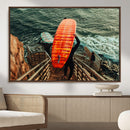 Surfer Stairway Wall Art – Framed Ocean Surf Canvas Artwork, by MyGreatCanvas | Canvas Wall Art Prints | Photo Prints & Wall Decor