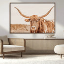 Longhorn Bull Wall Art Canvas Print – Framed Western Cow