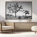 Joshua Tree Wall Art Canvas Print – Framed Monochrome Desert