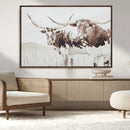 Longhorn Wall Art Canvas Print – Framed Western Cow Rustic