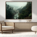 Misty Forest Wall Art Canvas Print – Framed Foggy River