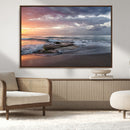 Golden Hour Wall Art Canvas Print – Framed Tranquil Waves