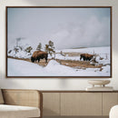 Bison Wildlife Wall Art Canvas Print – Framed Snowy Prairie