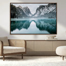 Mountain Lake Wall Art Canvas Print – Framed Toblacher See