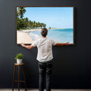 Palm Tree Coast Wall Art Canvas Print – Framed Island Getaway with Crystal Blue Water Scenic Artwork for Home, Office by MyGreatCanvas | Canvas Wall Art Prints | Photo Prints & Wall Decor